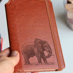 Elephant Journal leather bound, strip with the same color to keep it closed Christmas gift ideas  graduation gift elephant
