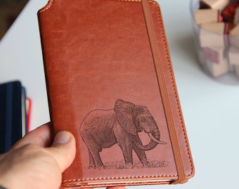 Elephant Journal leather bound, strip with the same color to keep it closed Christmas gift ideas  graduation gift elephant