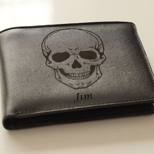 Cartera para hombre de cuero genuino con dos pliegues ilustrados para hijo y papá de pesca personalizable, un regalo perfecto para sus seres queridos, para papá
