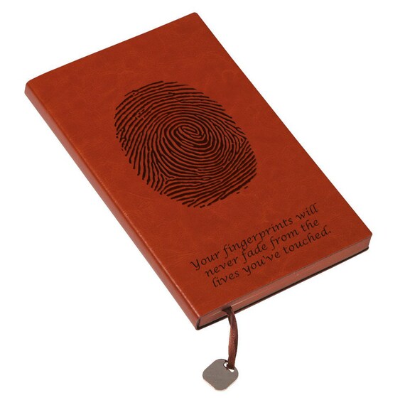Personalized fingerprint Journal engraving from your logo or Etsy