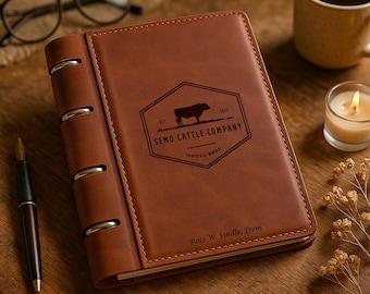 Custom Leather Cattle Record Journal – Engraved Farm Notebook