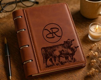 Custom Leather Cattle Record Journal – Engraved Farm Notebook