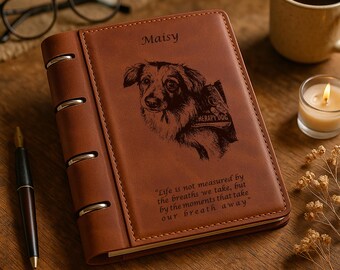 Engraved Dog Journal • Refillable Leather Notebook • Meaningful Gift for Dog Lovers