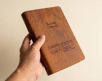 Custom Laser Engraved Leather Journal Cover, Anniversary Gift