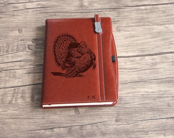 Custom Engraved Leather Journal, Personalized Logo Sketchbook, Thermo Leather Diary