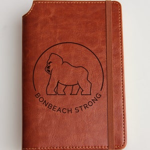 Personalized engraved company logo leather bound, elastic strip with the same color orangutan monkey ape digital art