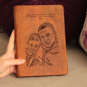 Custom Bible cover Order, laser engraved genuine crazy horse leather or gold gilded thermo leather from your photo couple photo
