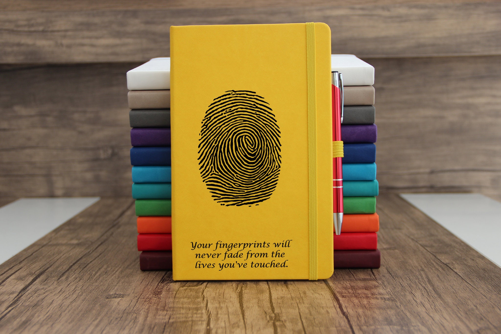 Personalized fingerprint Journal engraving from your logo or Etsy