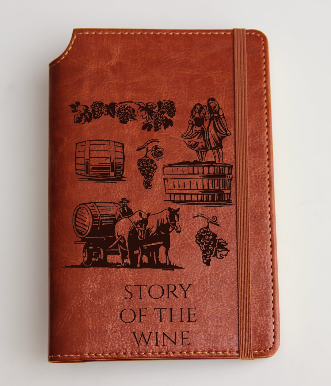 Custom Wine Barrel Journal, Leather Bound, With Elastic Strip,leather ...