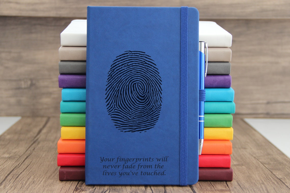 Personalized fingerprint Journal engraving from your logo or Etsy