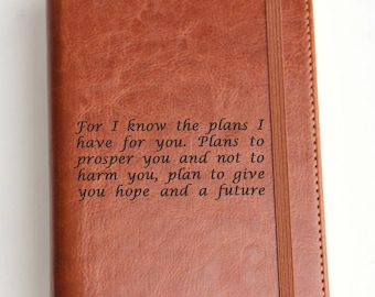 Custom Laser Engraved Leather Journal: Personalized Quote Notebook