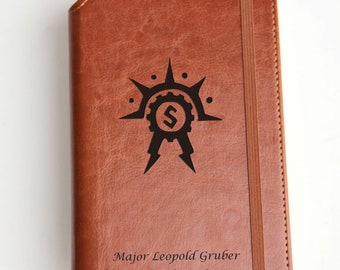 Fully Customizable your Logo Journal with custom quote or custom text leather bound with elastic strip