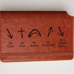 Fully Customizable laser  engraved he came he died he arose he ascended he&#39;s coming back  Journal with custom quote custom text leather