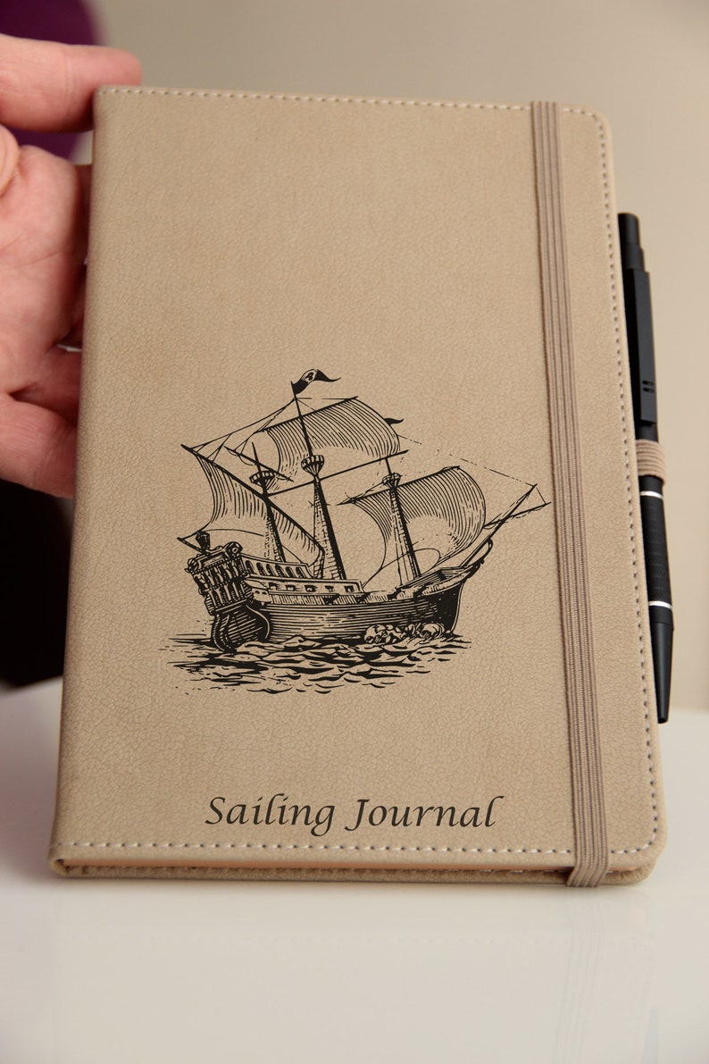 Travel Journal With Sailing Boat Illustration. Beige Colored - Etsy