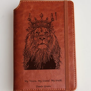 Engraving from your photo Best gift for your wife, for her leather bound sketchbook, travel journal