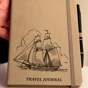 Travel Journal With Sailing Boat Illustration. Beige Colored Lined ...