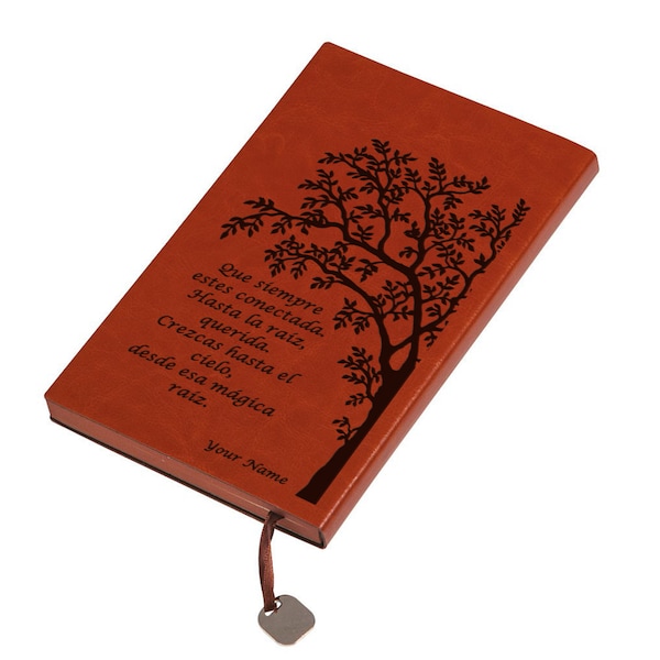 Personalized Tree Journal for left handed people engraving  from your logo, sketch or idea Best gift for your wife husband daughter friends