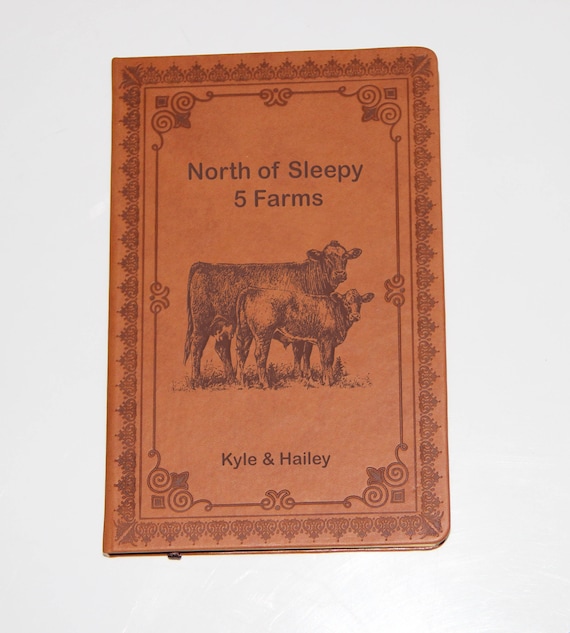 Cow Calf Livestock records Journal engraved  design. Cattle records Journal