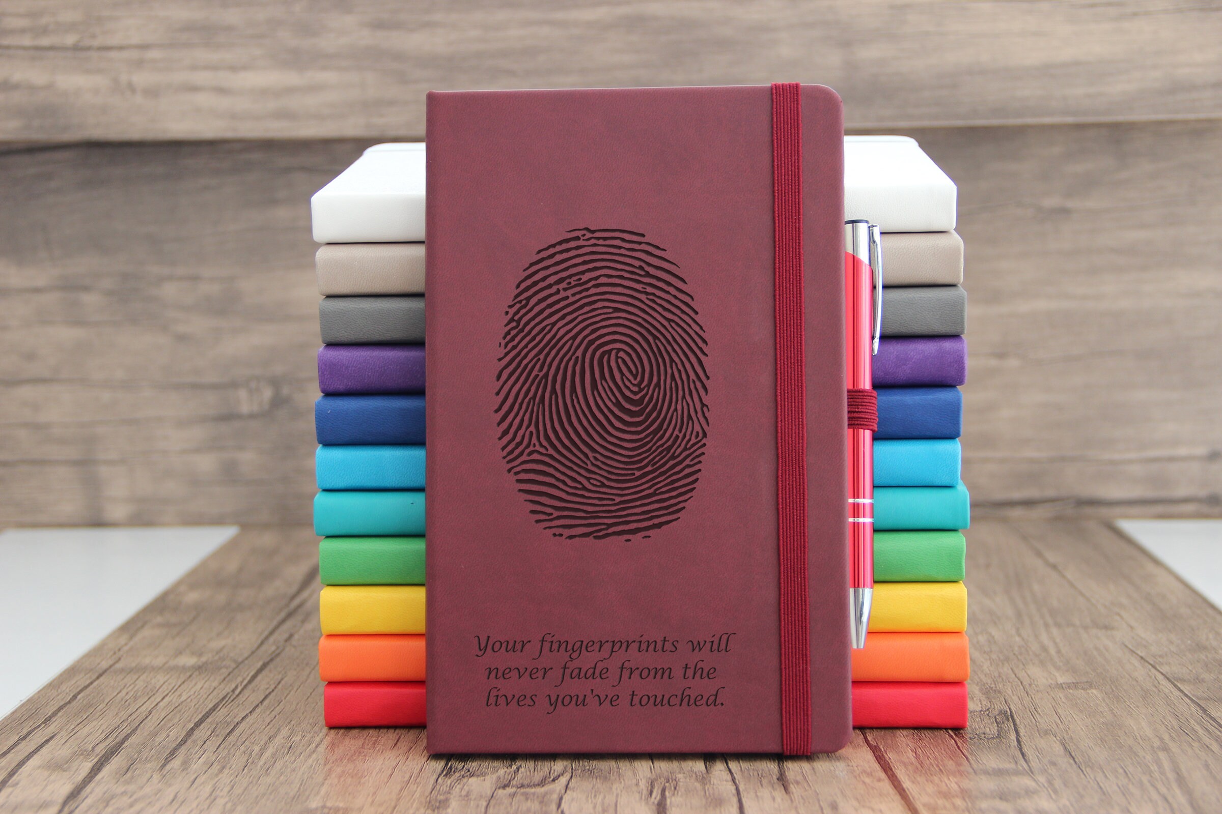 Personalized fingerprint Journal engraving from your logo or Etsy