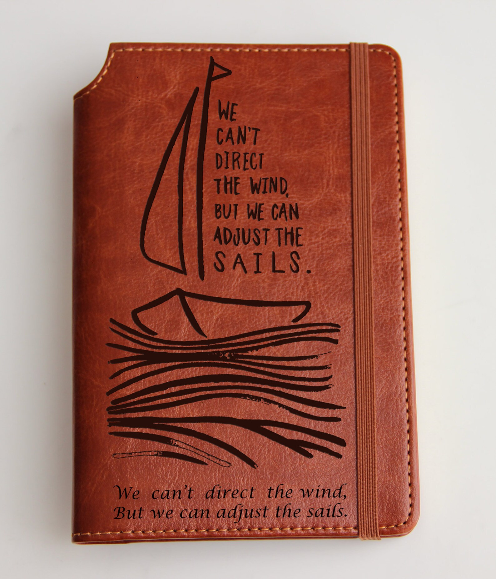 Laser Engraved Sailing Boat Journal With Custom Quote Leather Etsy