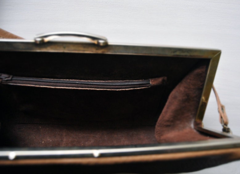 Caramel colored leather handbag lined with suede Etsy