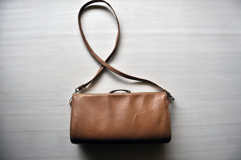 Caramel colored leather handbag lined with suede Etsy