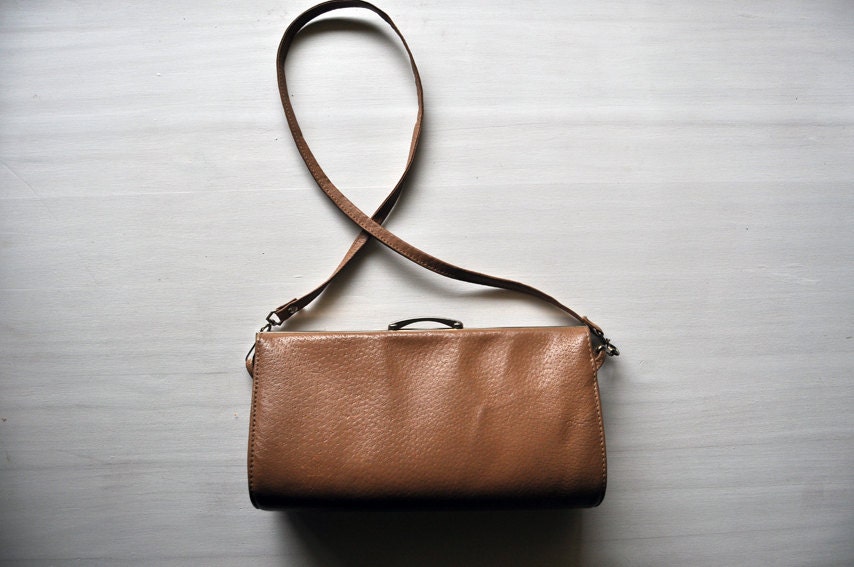 Caramel colored leather handbag lined with suede Etsy