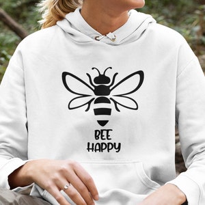 Bee Happy SVG cut file Cute bee cutting file Kawaii Honeybee svg Inspirational quotes Silhouette Cricut Diy Vinyl decals Baby onesie t-shirt