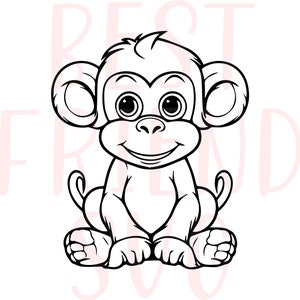 Cute Monkey SVG, Baby Monkey Svg, Png, eps, dxf, silhouette, Sweet Monkey Clipart, Monkey cut file, kids shirt, Svg Files For Cricut,