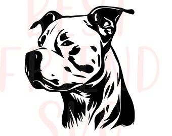 Pitbull svg, svg chien, téléchargement immédiat, png, dxf, eps, svg Cricut, Silhouette, chemise svg, chien mignon découpé au laser visage de chien, Pitbull