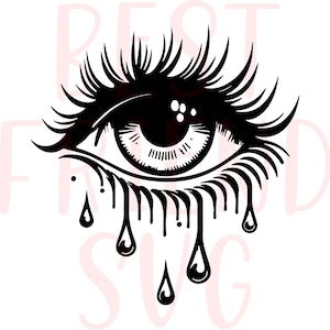 Crying Eye Svg, Eye Svg, Png, Dxf, Eps, cry, Heart, Tattoo Style, Wall Art