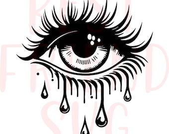 Crying Eye Svg, Eye Svg, Png, Dxf, Eps, cry, Heart, Tattoo Style, Wall Art