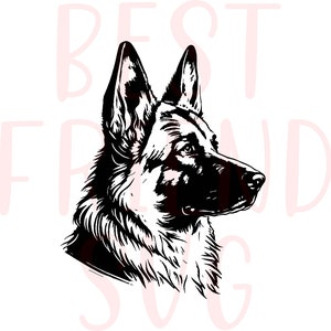 German Shepherd portrait dog png, dxf, eps, svg icon, German Shepherd vector graphic design digital illustration cut file cuttable, cricut