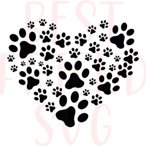 Herz voller Pfoten SVG, Eps, Dxf, Png geschnitten Datei für Cricut und Silhouette, Hund Mama SVG, Liebe Hunde SVG, Hundeshirt