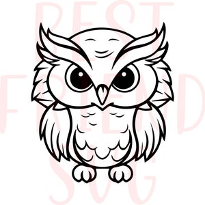 Mooie uil svg-bestand voor cricut en silhouet, uil SVG, uil hoofd svg, uil svg eps dxf png instant download, schattige uil svg