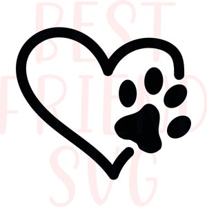 Herz Hund Pfotenabdruck SVG, Eps, Dxf, Png geschnitten Datei für Cricut und Silhouette, Hund Mama SVG, Liebe Hunde SVG, Hundeliebhaber