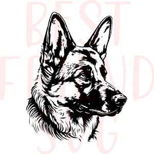 German Shepherd portrait dog png, dxf, eps, svg icon, German Shepherd vector graphic design digital illustration cut file cuttable, cricut