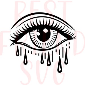Crying Eye Svg, Eye Svg, Png, Dxf, Eps, cry, Heart, Tattoo Style, Wall Art