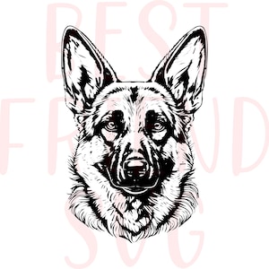 German Shepherd portrait dog png, dxf, eps, svg icon, German Shepherd vector graphic design digital illustration cut file cuttable, cricut