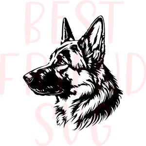German Shepherd portrait dog png, dxf, eps, svg icon, German Shepherd vector graphic design digital illustration cut file cuttable, cricut