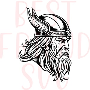 Head of Odin Norse God Front View Black and White Viking Celtic Svg, Viking SVG for cutting machines, Instant Download