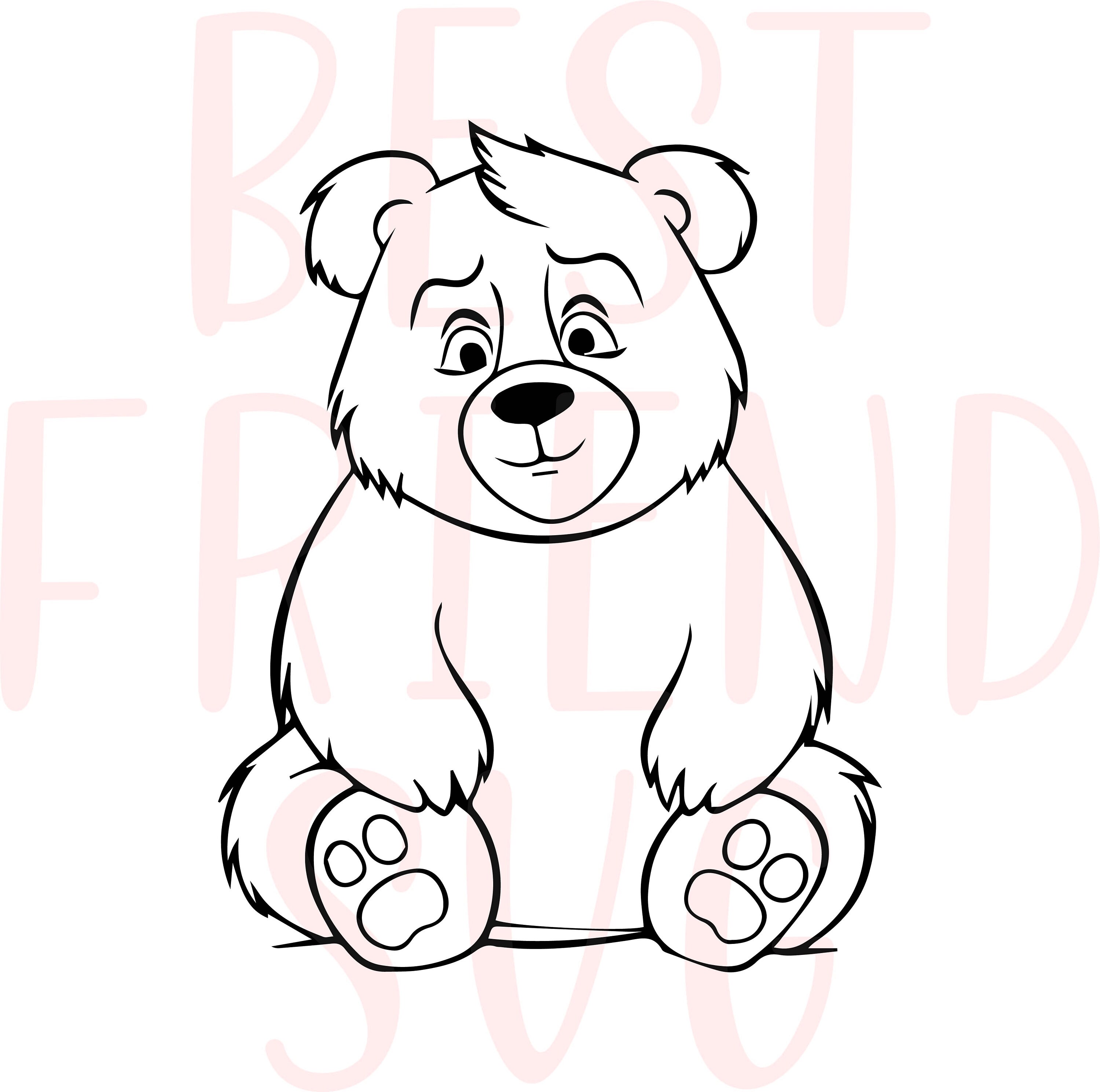 Entzückende Bär-Svg-Datei für Cricut und Silhouette, Bär SVG, Bär Kopf Svg, Bär Svg, Eps, Dxf, Png sofortiger Download, Färbung Seite Bär