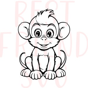 Cute Monkey SVG, Baby Monkey Svg, Png, eps, dxf, silhouette, Sweet Monkey Clipart, Monkey cut file, kids shirt, Svg Files For Cricut,