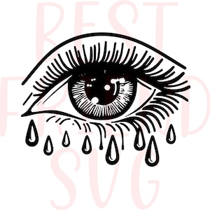Crying Eye Svg, Eye Svg, Png, Dxf, Eps, cry, Heart, Tattoo Style, Wall Art