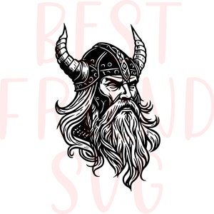 Head of Odin Norse God Front View Black and White Viking Celtic Svg, Viking SVG for cutting machines, Instant Download