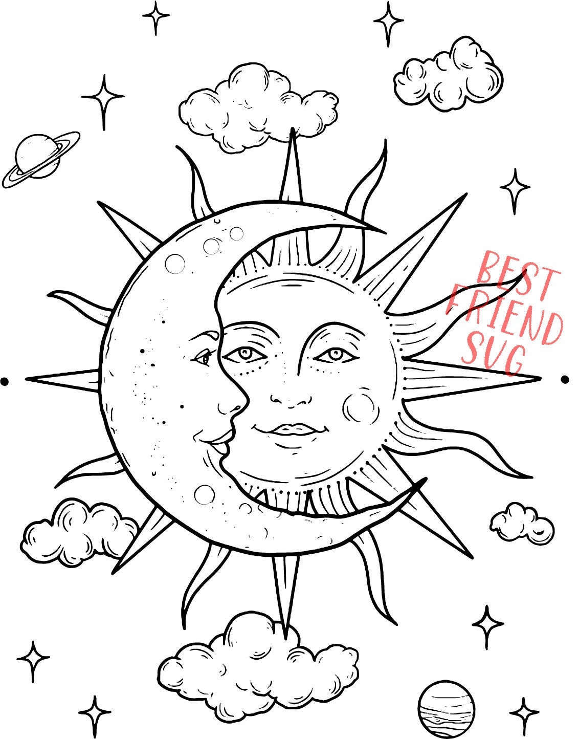 sun and moon design drawing