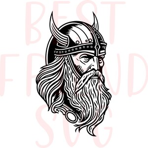 Head of Odin Norse God Front View Black and White Viking Celtic Svg, Viking SVG for cutting machines, Instant Download