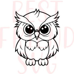 Mooie uil svg-bestand voor cricut en silhouet, uil SVG, uil hoofd svg, uil svg eps dxf png instant download, schattige uil svg