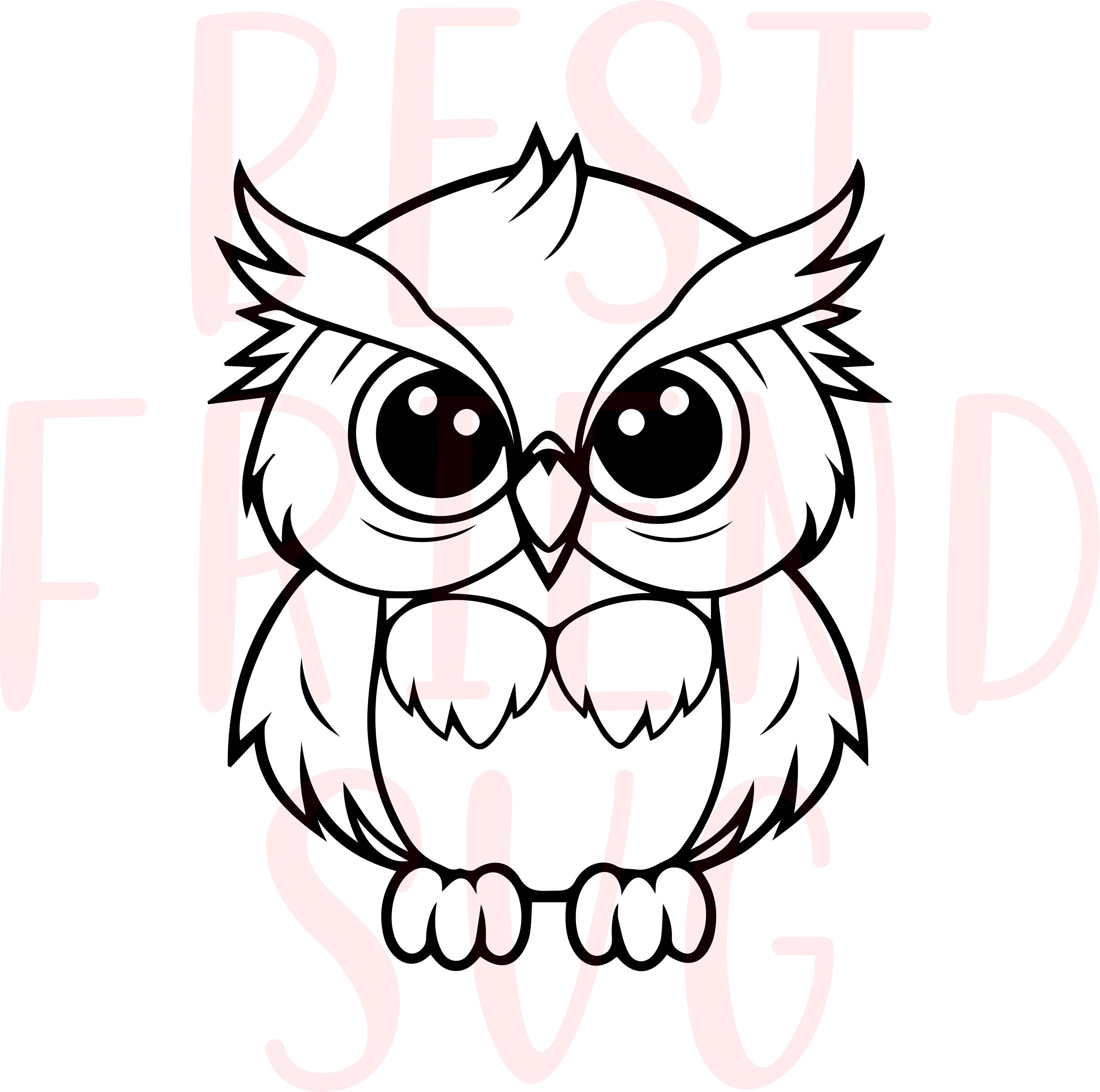 Fichier svg belle chouette pour cricut et silhouette, chouette SVG, svg tête de chouette, chouette svg eps dxf png téléchargement instantané, svg Adorable chouette