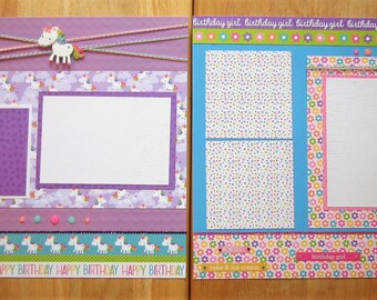 Birthday Girl Scrapbook Page - Birthday Girl Scrapbook Layout - 12 X 12 Scrapbook - Birthday Party - Unicorns - Magical Birthday Party